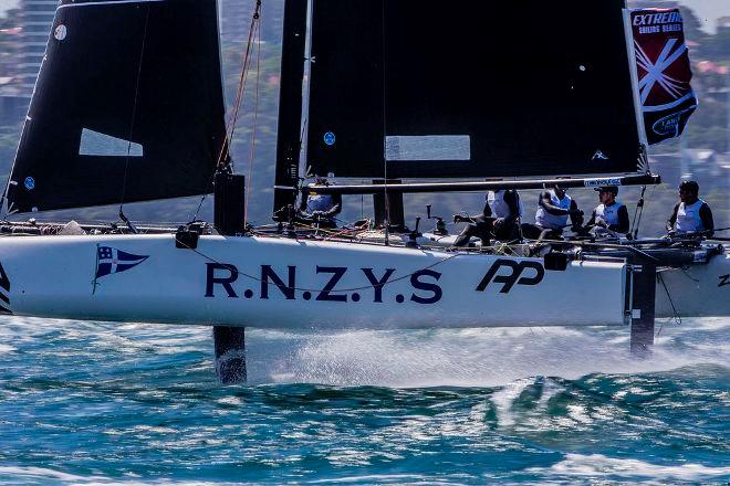 Act 8, Extreme Sailing Series Sydney 2016 – Day 1 – Kiwi wildcard entry RNZYS Lautrec Racing on their first day of racing © Jesus Renedo / Lloyd images