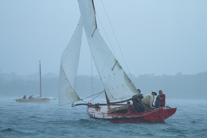 Racing abandoned and going for the wet weather gear. - Mercedes Benz Mornington Couta Boat National Championships ©  Alex McKinnon Photography http://www.alexmckinnonphotography.com