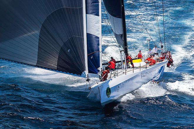 CQS getting that bow out and the crew all perched on her new wings. - 2016 Rolex Sydney Hobart Yacht Race © Andrea Francolini