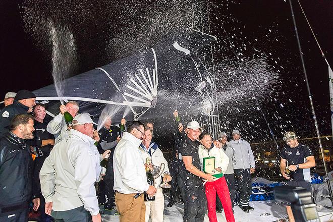 Time to receive the magnificent Rolex timepiece for the Line Honours win. - Rolex Sydney Hobart Yacht Race © Andrea Francolini