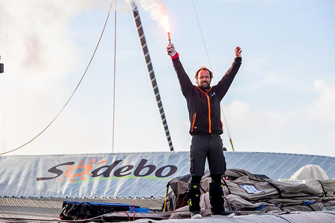 Thomas Coville breaks the world record in solo in multihull, at the helm of Sodebo Ultim ©  Eloi Stichelbaut