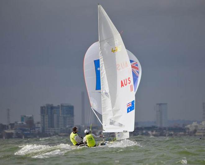 Mathew Belcher OAM and Will Ryan – Sail Melbourne 470 Champions © Bronwen Hemmings