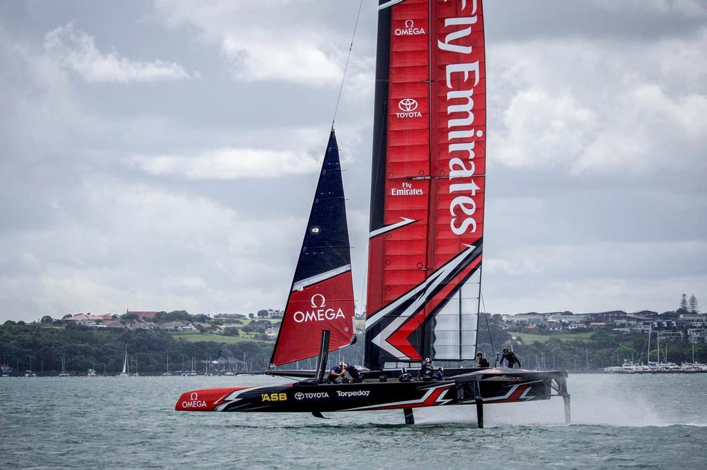 Emirates Team NZ trialling in Auckland photo copyright Emirates Team New Zealand http://www.etnzblog.com taken at  and featuring the  class