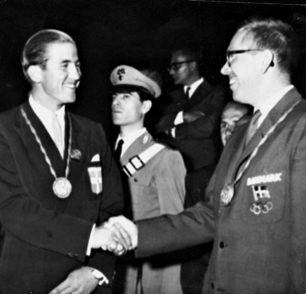 Constantine II of Greece and Paul Elvstrøm (right) 1960 Olympics, Rome  © SW