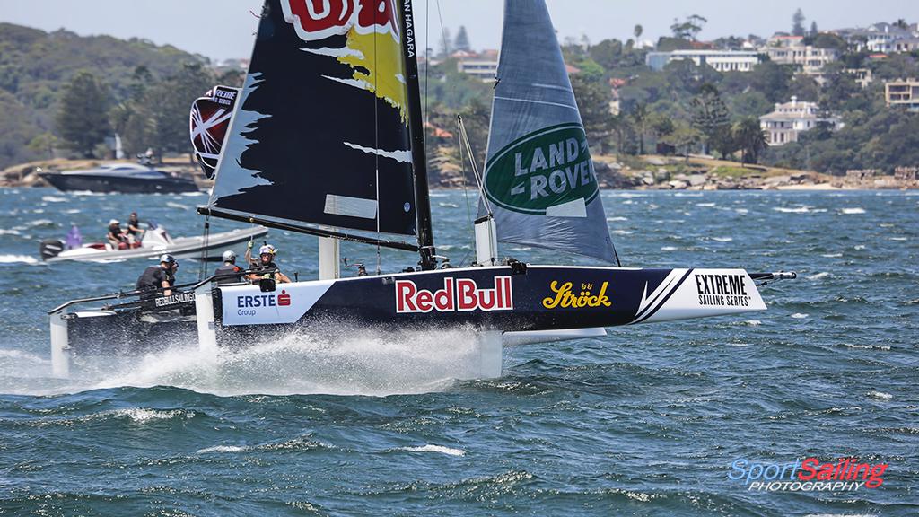 Red Bull Racing in flight - Extreme Sailing Series - Sydney photo copyright Beth Morley - Sport Sailing Photography http://www.sportsailingphotography.com taken at  and featuring the  class