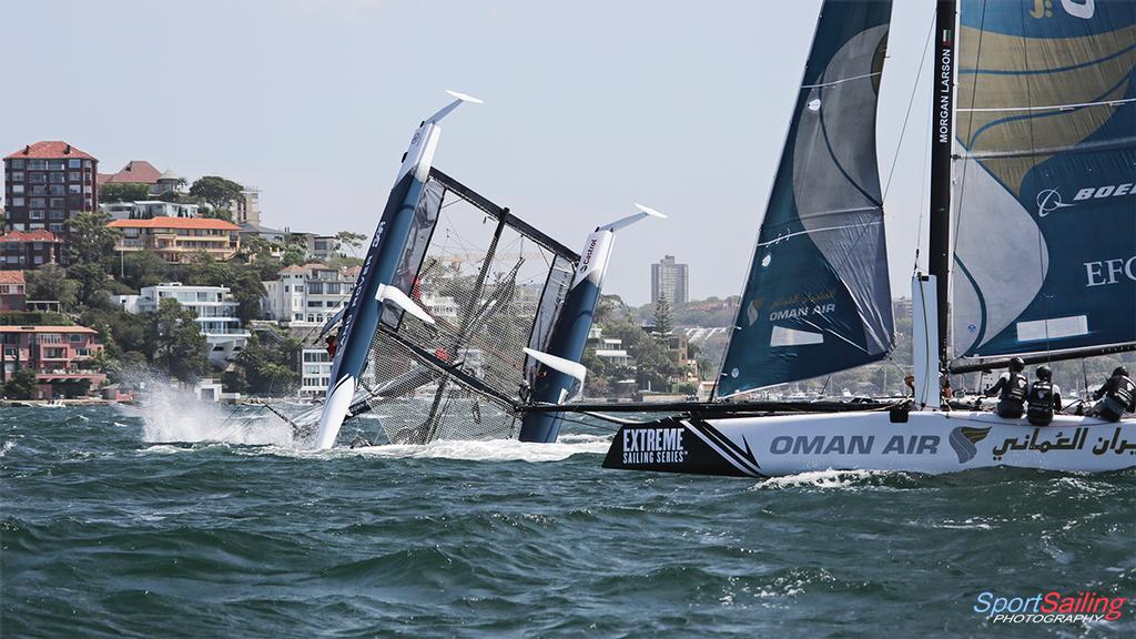 Splash. - Extreme Sailing Series - Sydney photo copyright Beth Morley - Sport Sailing Photography http://www.sportsailingphotography.com taken at  and featuring the  class