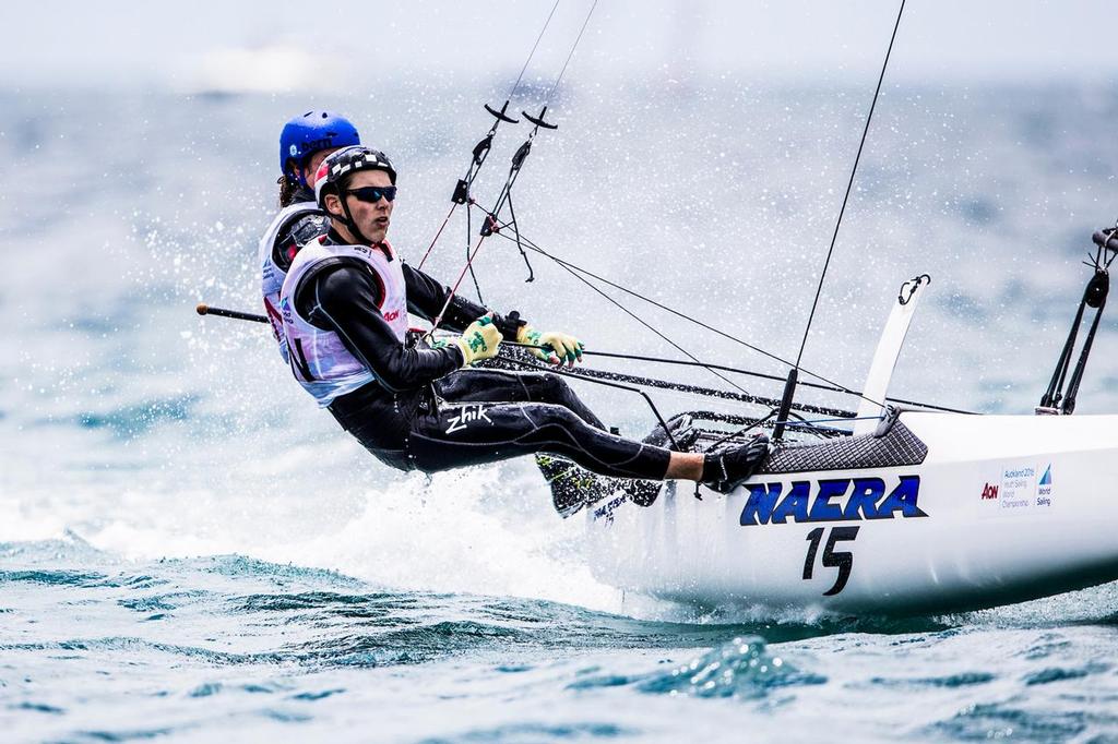 Auckland, New Zealand is hosting the Aon Youth Sailing World Championships, the 46th edition, from 14 to 20 December 2016. More than 380 sailors from 65 nations sailing in more than 260 boats across nine disciplines will compete in New Zealand. photo copyright Pedro Martinez / Sailing Energy / World Sailing taken at  and featuring the  class
