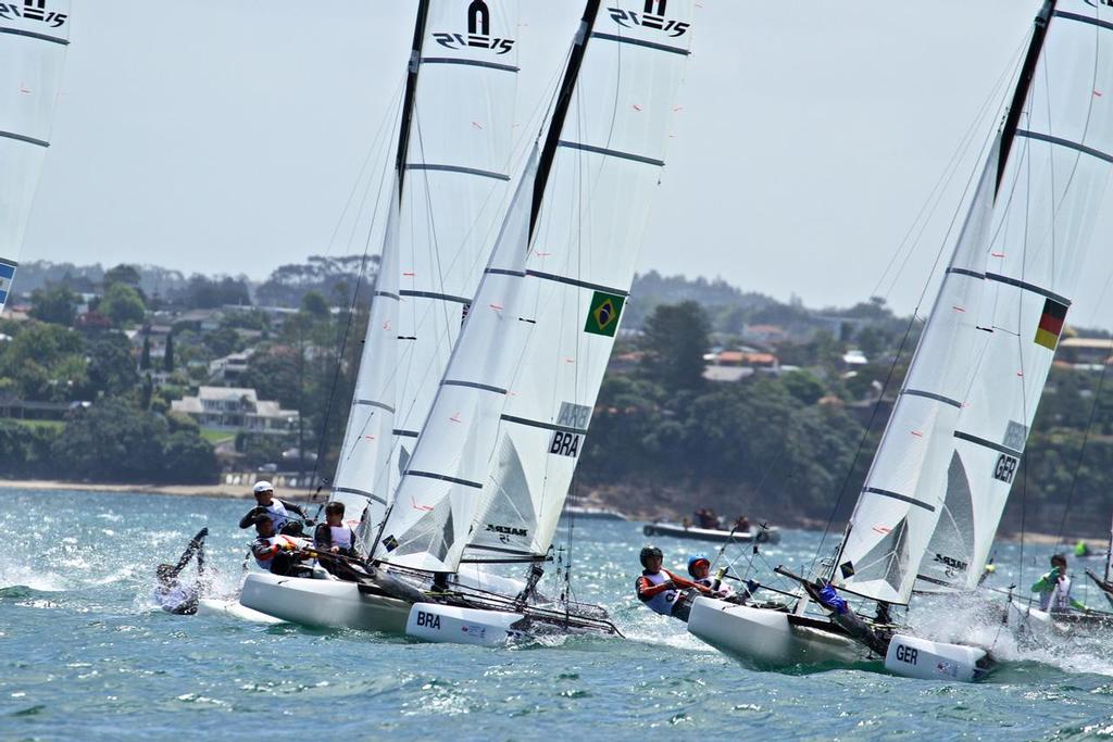 Nacra 15- Aon Youth Worlds 2016, Torbay, Auckland, New Zealand photo copyright Richard Gladwell www.photosport.co.nz taken at  and featuring the  class
