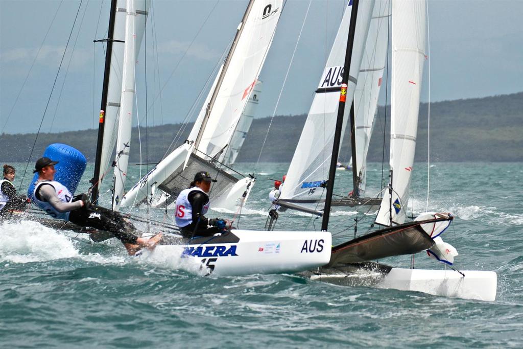 Nacra 15- Aon Youth Worlds 2016, Torbay, Auckland, New Zealand, Day 3, December 18, 2016 photo copyright Richard Gladwell www.photosport.co.nz taken at  and featuring the  class