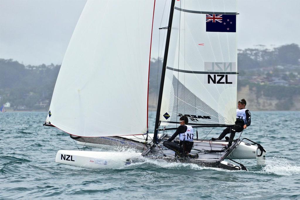Nacra 15- Aon Youth Worlds 2016, Torbay, Auckland, New Zealand, Day 4, December 19, 2016 photo copyright Richard Gladwell www.photosport.co.nz taken at  and featuring the  class
