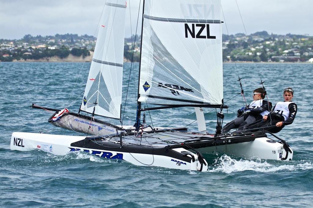 Nacra 15 (NZL) - Aon Youth Worlds 2016, Torbay, Auckland, New Zealand, Day 4, December 19, 2016 photo copyright Richard Gladwell www.photosport.co.nz taken at  and featuring the  class