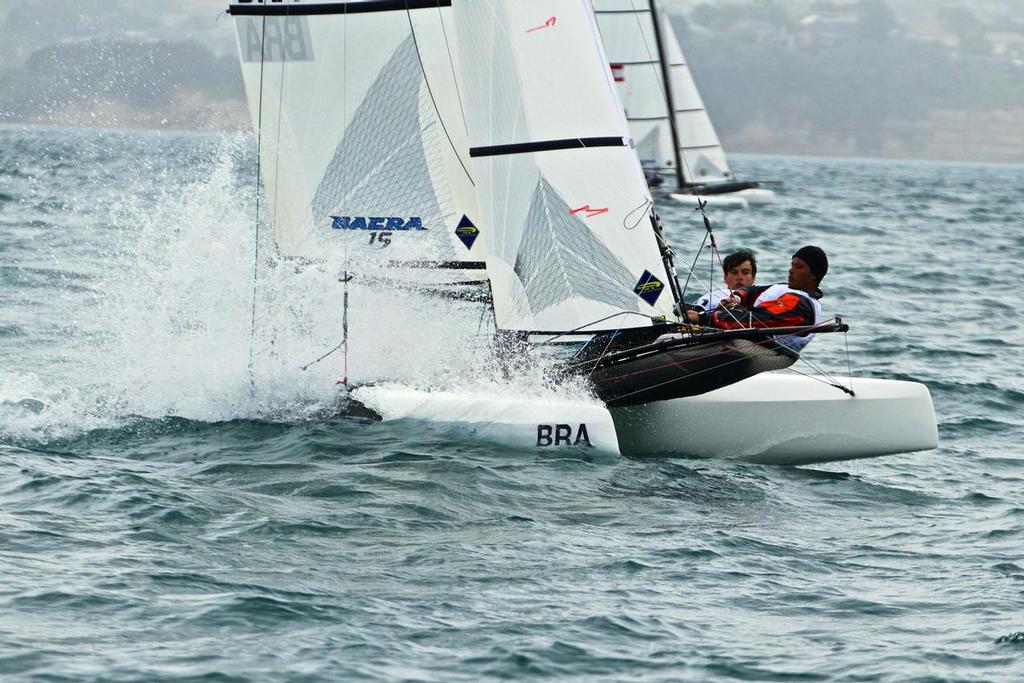 Nacra 15 (BRA) - Aon Youth Worlds 2016, Torbay, Auckland, New Zealand, Day 4, December 19, 2016 photo copyright Richard Gladwell www.photosport.co.nz taken at  and featuring the  class