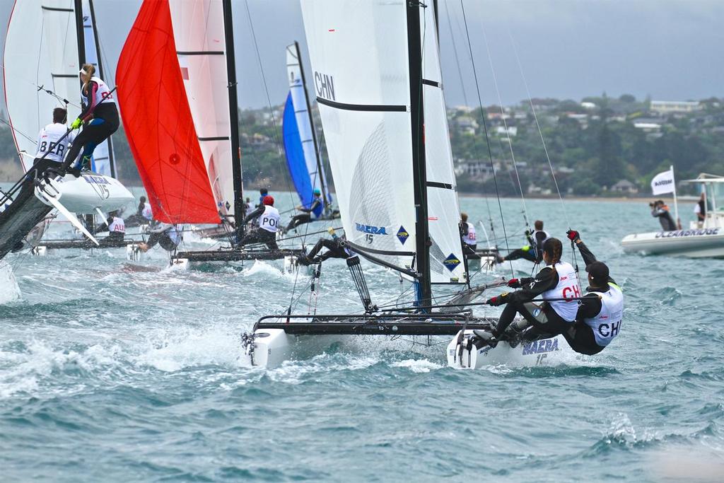 Nacra 15 - Aon Youth Worlds 2016, Torbay, Auckland, New Zealand, Day 4, December 19, 2016 photo copyright Richard Gladwell www.photosport.co.nz taken at  and featuring the  class