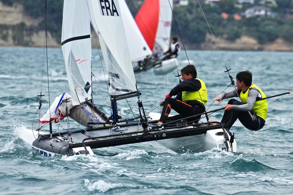 Nacra 15 (FRA) - Aon Youth Worlds 2016, Torbay, Auckland, New Zealand, Day 4, December 19, 2016 photo copyright Richard Gladwell www.photosport.co.nz taken at  and featuring the  class