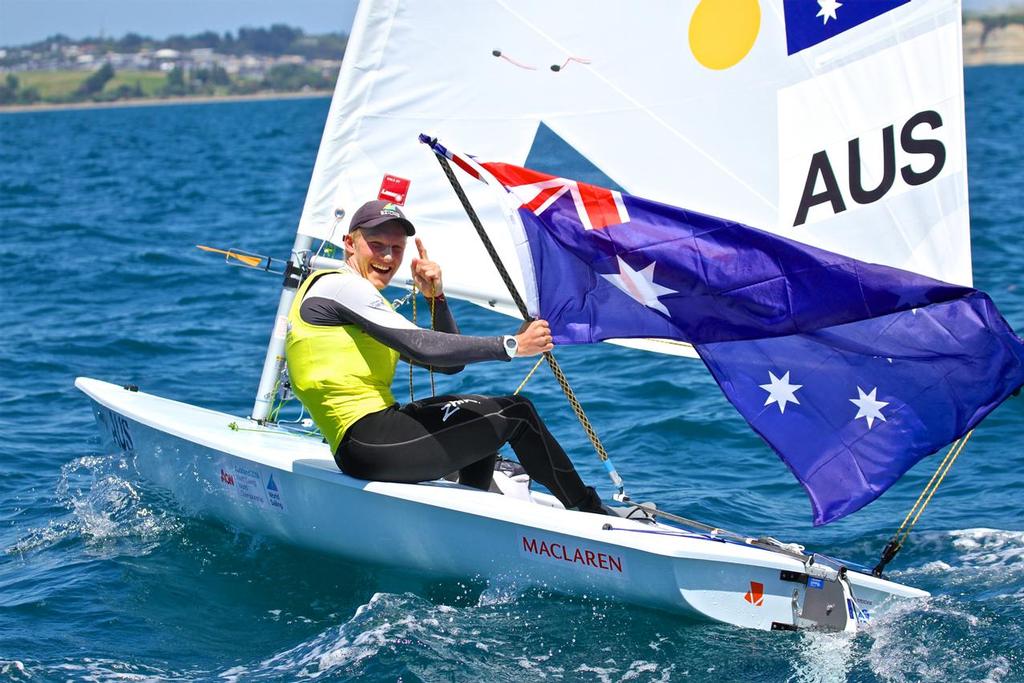 Finnian Alexander (AUS) Gold Medalist - Laser Radial Boys - Aon Youth Worlds 2016, Torbay, Auckland, New Zealand, Day 5, December 19, 2016 photo copyright Richard Gladwell www.photosport.co.nz taken at  and featuring the  class