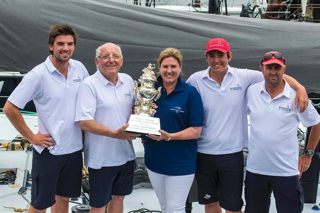 Never easy to attain, but very nice when you do - overall win in the Hobart! - Rolex Sydney Hobart Yacht Race photo copyright Andrea Francolini taken at  and featuring the  class