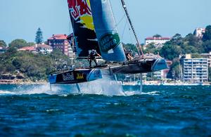 Act 8, Extreme Sailing Series Sydney – Day 2 – Red Bull Sailing Team in action on the second day of racing in Sydney, Australia. photo copyright Jesus Renedo / Lloyd images taken at  and featuring the  class