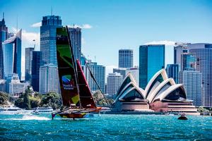 Act 8, Extreme Sailing Series Sydney – Day 2 – Team Australia race on their home waters, up close to the Sydney Opera House. photo copyright Jesus Renedo / Lloyd images taken at  and featuring the  class