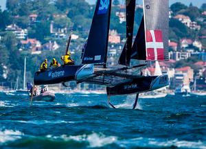 Act 8, Extreme Sailing Series Sydney – Day 4 – SAP Extreme Sailing Team finished the Act in second position on the podium. photo copyright Jesus Renedo / Lloyd images taken at  and featuring the  class