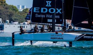 Act 8, Extreme Sailing Series Sydney – Day 4 – Diogo Cayolla's Visit Madeira racing in the Sydney stadium on the final day in Australia. photo copyright Jesus Renedo / Lloyd images taken at  and featuring the  class