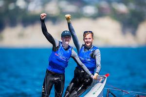 29er Boys - Crispin Beaumont / Tom Darling - 2016 Aon Youth Sailing World Championships photo copyright Pedro Martinez / Sailing Energy / World Sailing taken at  and featuring the  class