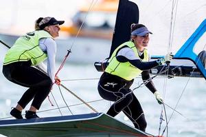 49er FX - Tess Lloyd / Eliza Solly - 2016 Sailing World Cup Melbourne photo copyright Pedro Martinez / Sailing Energy / World Sailing taken at  and featuring the  class