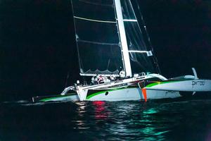 Arriving under the cover of darkness, Lloyd Thornburg's MOD70, Phaedo3 crosses the finish line of the RORC Transatlantic Race in Grenada to take Multihull Line Honours photo copyright RORC/Arthur Daniel taken at  and featuring the  class
