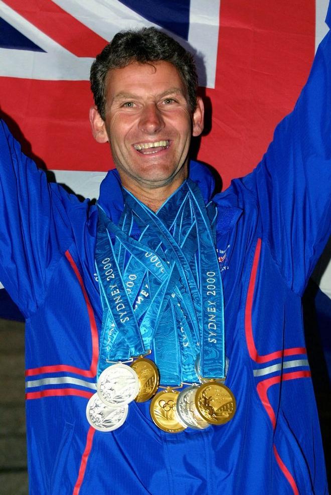 Sydney 2000 team manager John Derbyshire celebrates the sailing medal haul © Peter Bentley / PPL