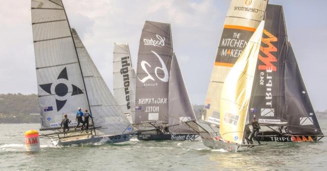 The fleet was very close throughout the entire race. - 18 Footers Australian Championship © Michael Chittenden 