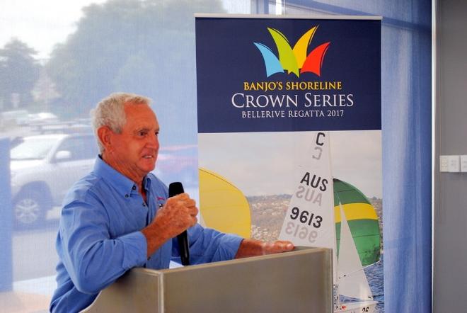 Bellerive Yacht Club Commodore Graham Mansfield at the launch of the Banjo’s Shoreline Crown Series Bellerive Regatta ©  Peter Campbell