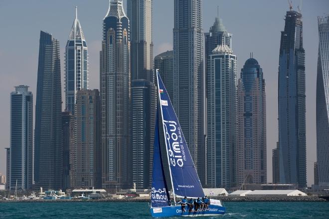 EFG Bank Sailing Arabia The Tour 2016. Dubai. UAE – Picture of the fleet training close to the city today prior to the start of the 2016 race © Mark Lloyd http://www.lloyd-images.com
