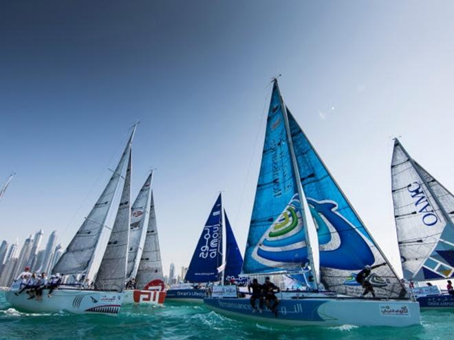 EFG Bank Sailing Arabia The Tour 2016. Dubai. UAE Pictures of the fleet training close to the city today prior to the start of the 2016 race. © Mark Lloyd http://www.lloyd-images.com