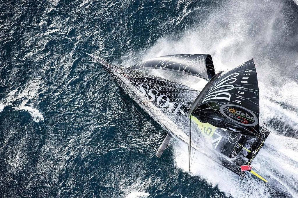 Hugo Boss (Alex Thomson) at pace showing her DSS foils © Alex Thomson / Hugo Boss / Vendée Globe http://www.vendeeglobe.org/