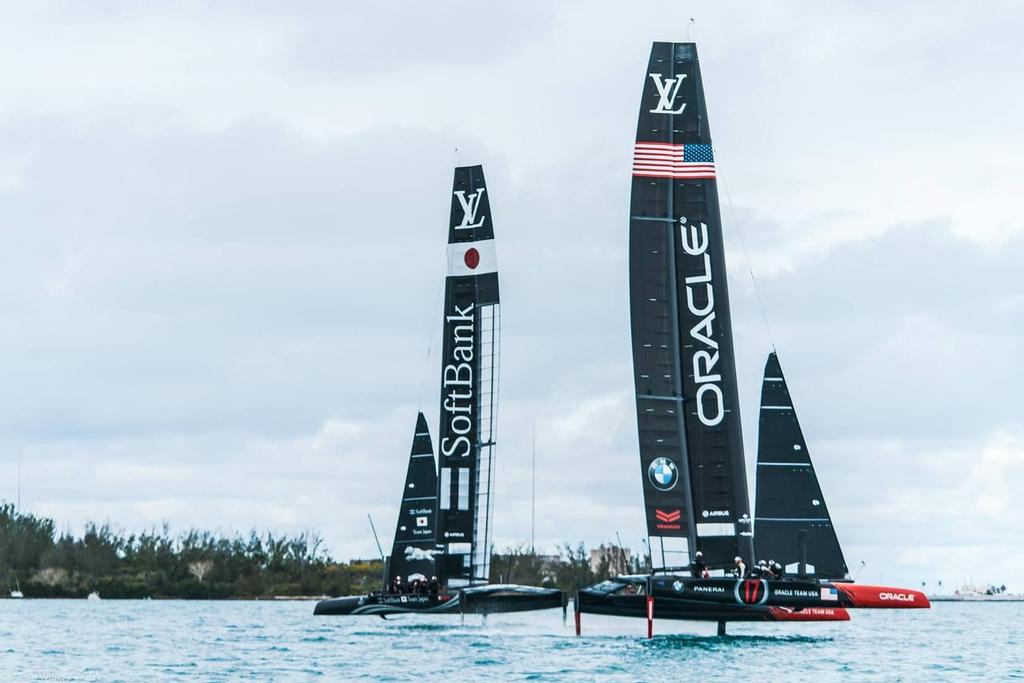 Oracle Team USA and Softbank Team Japan  - America's Cup Practice racing in AC45-S -, January 2017 photo copyright Americas Cup Media www.americascup.com taken at  and featuring the  class