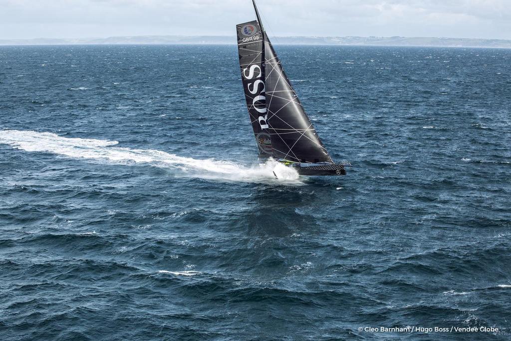 Hugo Boss, skippered by  Alex Thomson (GBR), during training solo for the Vendee Globe 2016, off England, on September 16, 2016  © Alex Thomson Racing