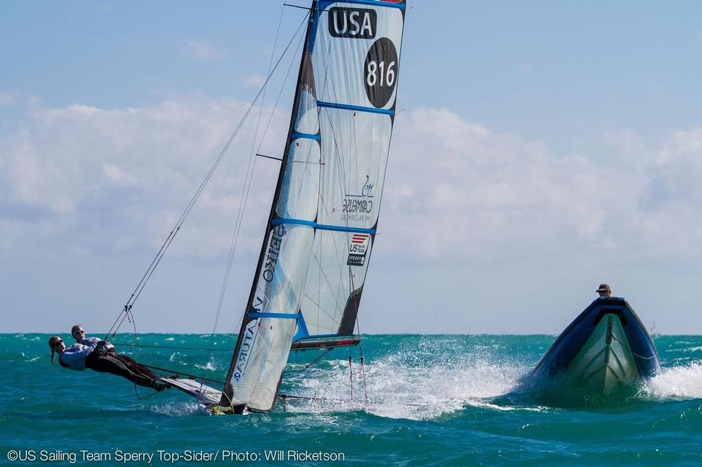  49erFX - 2013 - Anna Tunnicliffe Tobias, Helena Scutt and Luther Carpenter (Coach) © USSailing