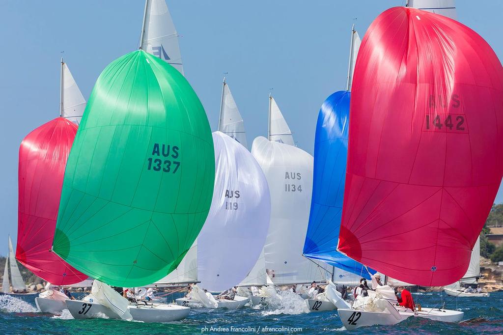 The Etchells Fleet reading along in superb conditions on Sydney Harbour - Wilson Silver Goblets © Andrea Francolini