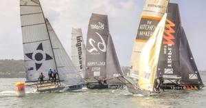 The fleet was very close throughout the entire race. - 18 Footers Australian Championship photo copyright Michael Chittenden  taken at  and featuring the  class