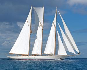 The beautiful 65m schooner – Adix – wins the Classic class. - 2017 Mount Gay Round Barbados Race photo copyright  Peter Marshall / MGRBR taken at  and featuring the  class