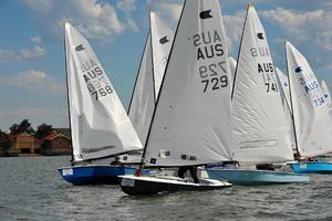 A scramble of boats - Henning Harders OK Dinghy Nationals photo copyright Bruce Kerridge taken at  and featuring the  class