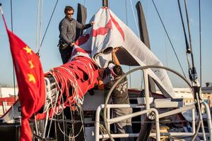 Pre-Race, Lisbon - Sea Trials – Dongfeng Race Team and The Boatyard prepare to test out Dongfeng's upgraded items onboard - Volvo Ocean Race photo copyright Eloi Stichelbaut / Dongfeng Race Team taken at  and featuring the  class