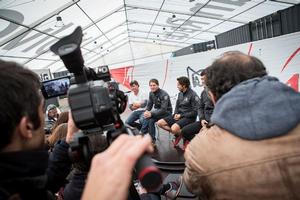 Charles Caudrelier and the team talk to media in Lisbon about the completion of the boat refit, the training schedule and crew selection - Volvo Ocean Race photo copyright Eloi Stichelbaut / Dongfeng Race Team taken at  and featuring the  class