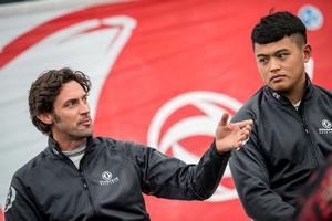 Charles Caudrelier and the team talk to media in Lisbon about the completion of the boat refit, the training schedule and crew selection - Volvo Ocean Race photo copyright Eloi Stichelbaut / Dongfeng Race Team taken at  and featuring the  class
