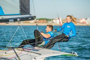 Hannah Mills in 49erFX training photo copyright Nick Dempsey / British Sailing Team taken at  and featuring the  class