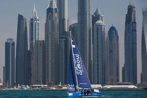 EFG Bank Sailing Arabia The Tour 2016. Dubai. UAE – Picture of the fleet training close to the city today prior to the start of the 2016 race photo copyright Mark Lloyd http://www.lloyd-images.com taken at  and featuring the  class