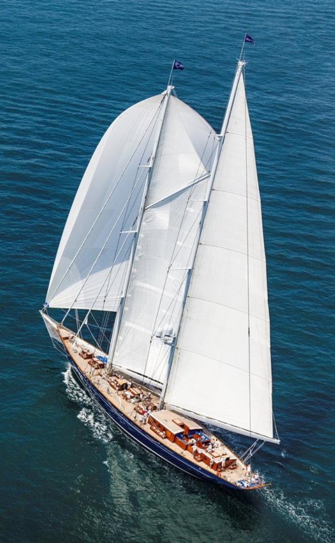 Meteor, the 170’ (52 meter) schooner built by Royal Huisman and owned by Dan Meyers, competes in the 2016 Candy Store Cup © Rod Harris