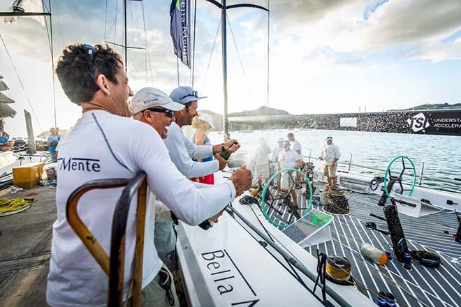 The Bella Mente Racing Team celebrates dockside in Antigua after their 2017 RORC Caribbean 600 win ©  ELWJ Photography / RORC