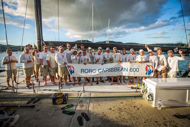 The Bella Mente Racing Team after winning IRC Overall at the 2017 RORC Caribbean 600  © Ted Martin/RORC
