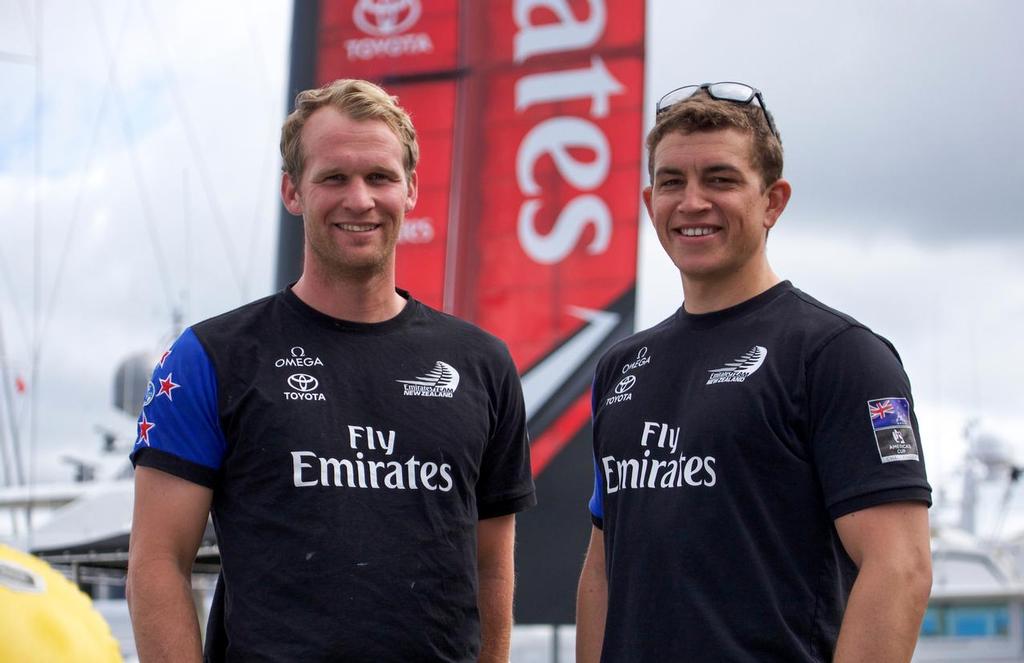 Andy Maloney and Josh Junior join the Emirates Team New Zealand - the crew has been drawn from Olympic sailors, rowers and cyclists photo copyright Hamish Hooper/Emirates Team NZ http://www.etnzblog.com taken at  and featuring the  class