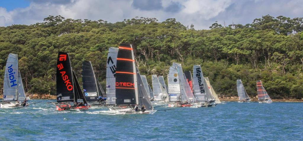  Yamaha gets off to a good start at the pin end in Race 2 - 2017 JJ Giltinan Trophy 18ft Skiff Championship, February 26, 2017 photo copyright Michael Chittenden  taken at  and featuring the  class